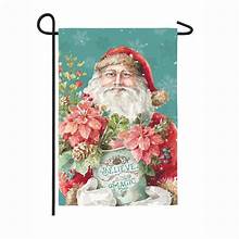 Christmas Magic Santa Garden Suede Flag