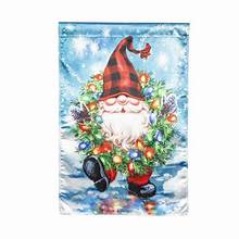 Gnome with a Christmas Wreath Garden Flag