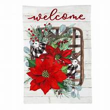 Poinsettia Tobacco Basket Garden Burlap Flag