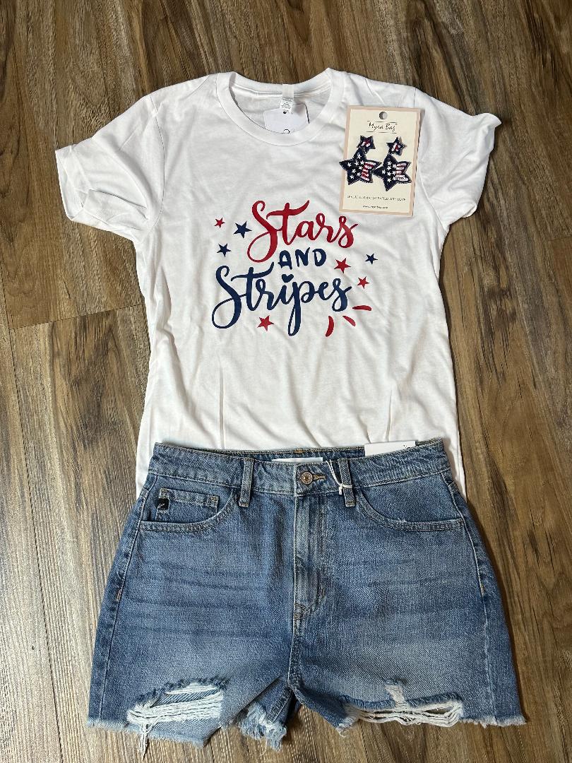 Stars and Stripes White Tee