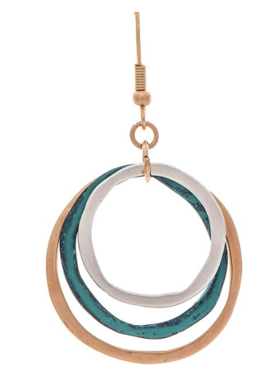 Patina Mix Three Circles Earring