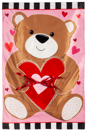 Valentine's Bear Applique Flag