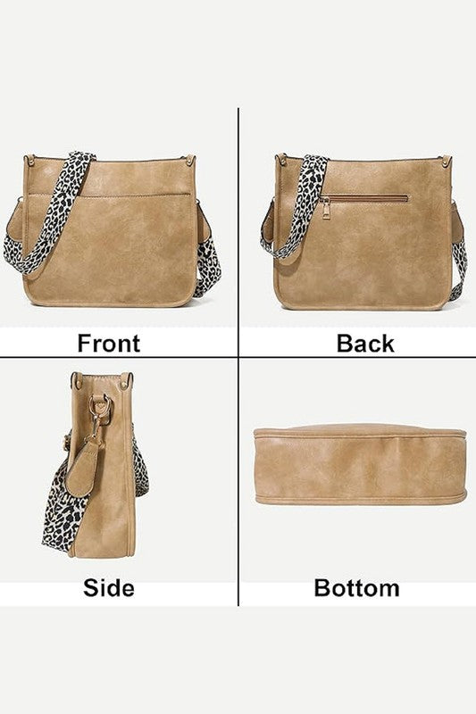 Vegan Leather Leopard Strap Purse