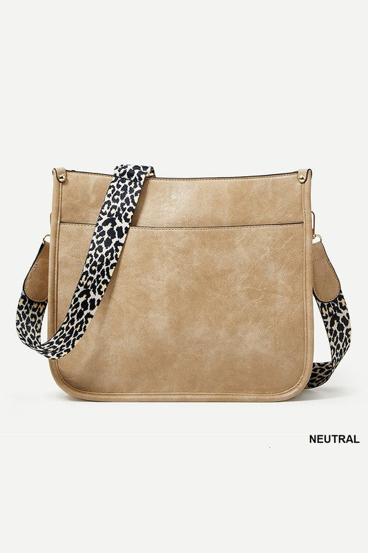 Vegan Leather Leopard Strap Purse