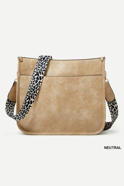 Vegan Leather Leopard Strap Purse