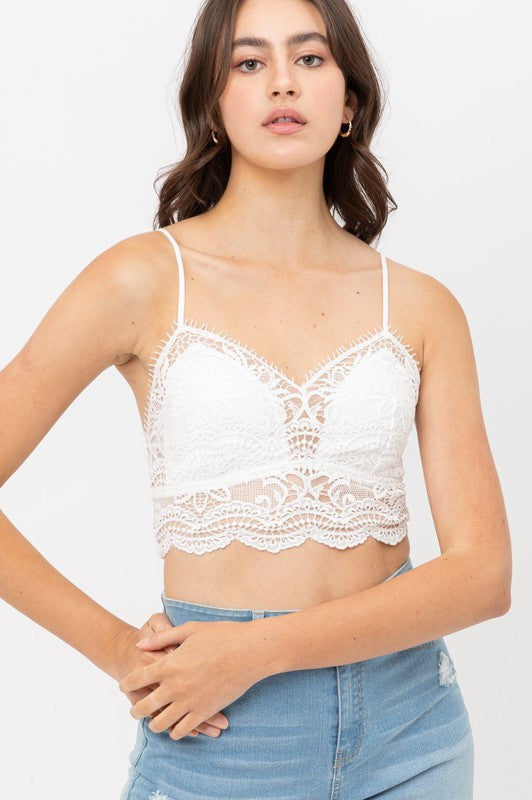 Woven Solid Laced Bralette