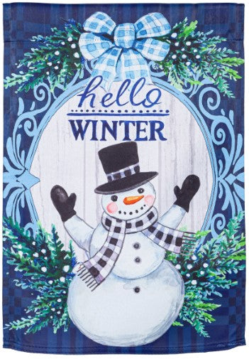 Winter Snowman Suede Garden Flag