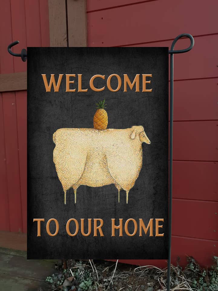Welcome to Our Home Sheep Pineapple Garden Flag G1663