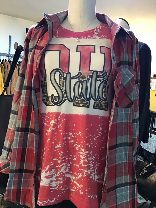 OH STATE Bleached Red Short Sleeve T-Shirt