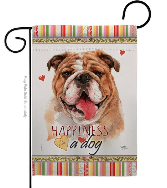 Bulldog Happiness Animals Dog Decor Flag