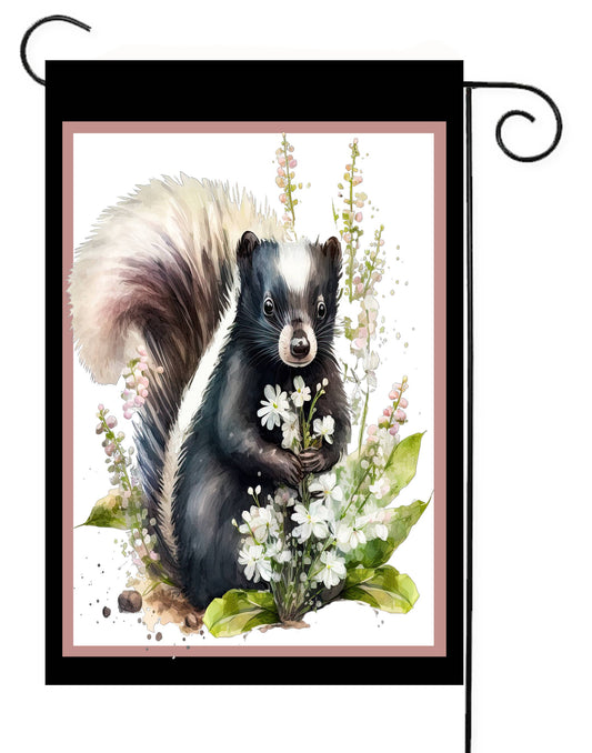 Flags Galore Decor and More! - Skunk in Flowers Garden Flag G2590