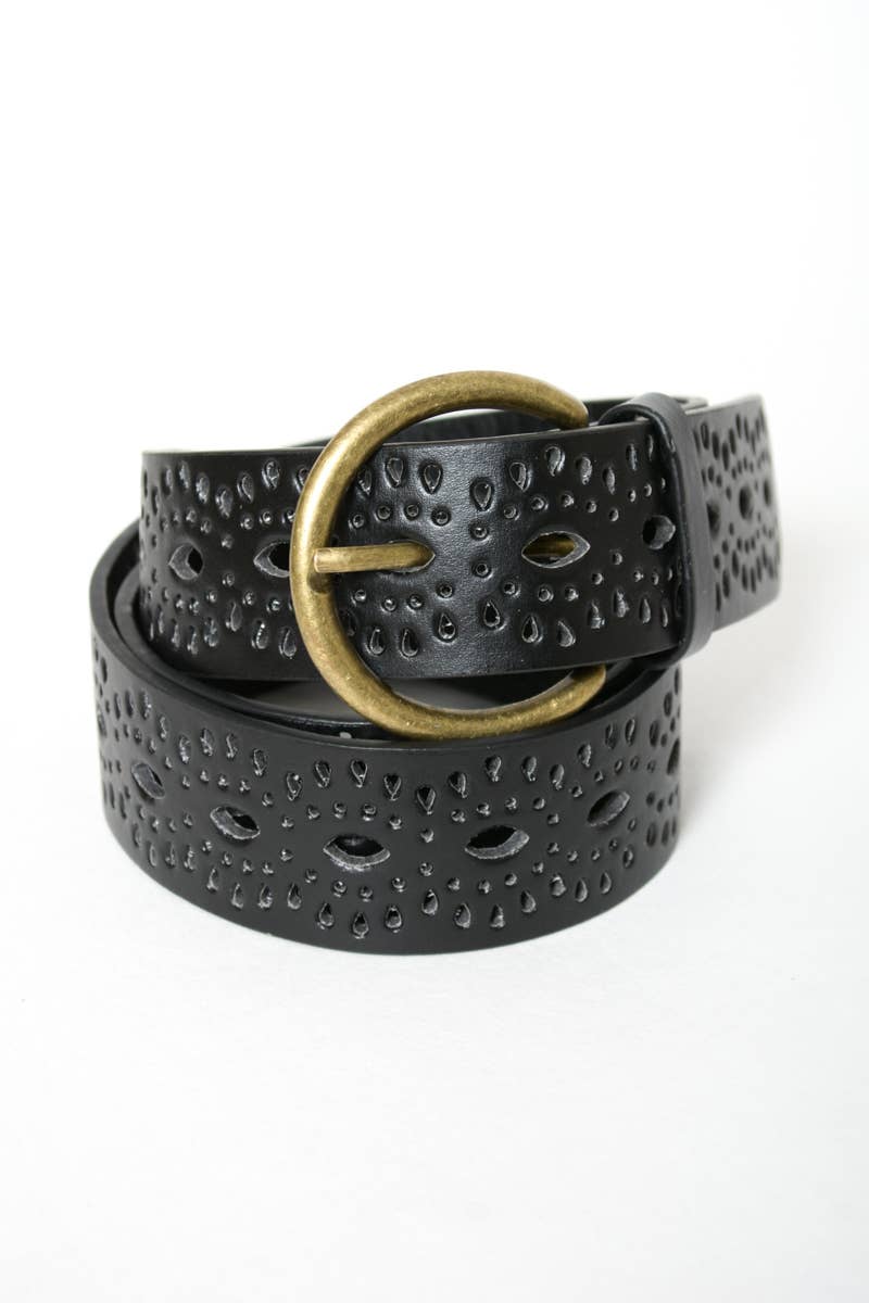 Eyelet Bohemian Belt: Black