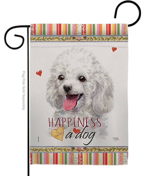 White Poodle Happiness Animals Dog Decor Flag