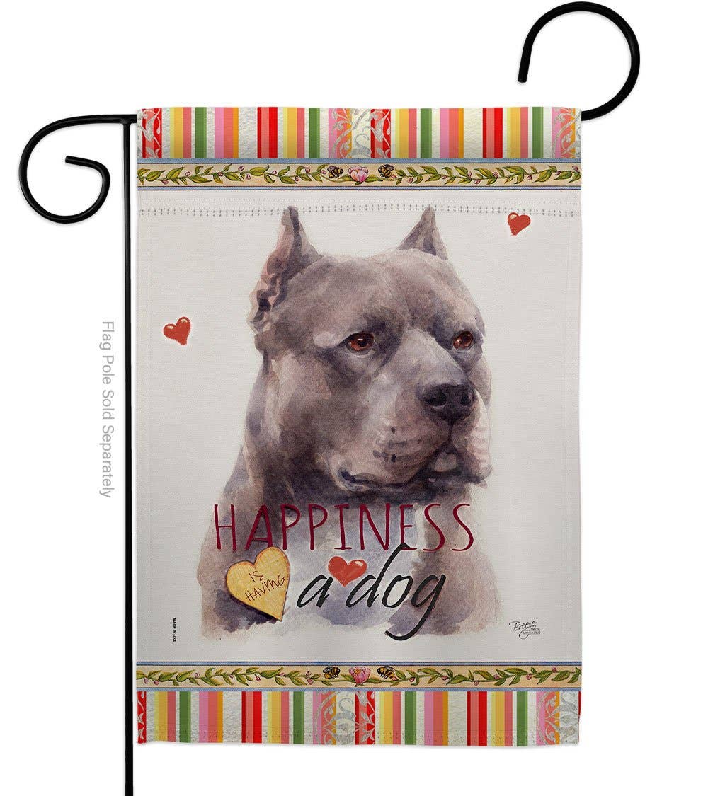 Blue Pitbull Happiness Animals Dog Decor Flag