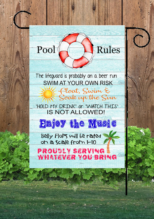 Pool Rules Garden Flag G1956