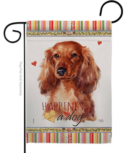 Long Hair Dachshund Happiness Animals Dog Decor Flag