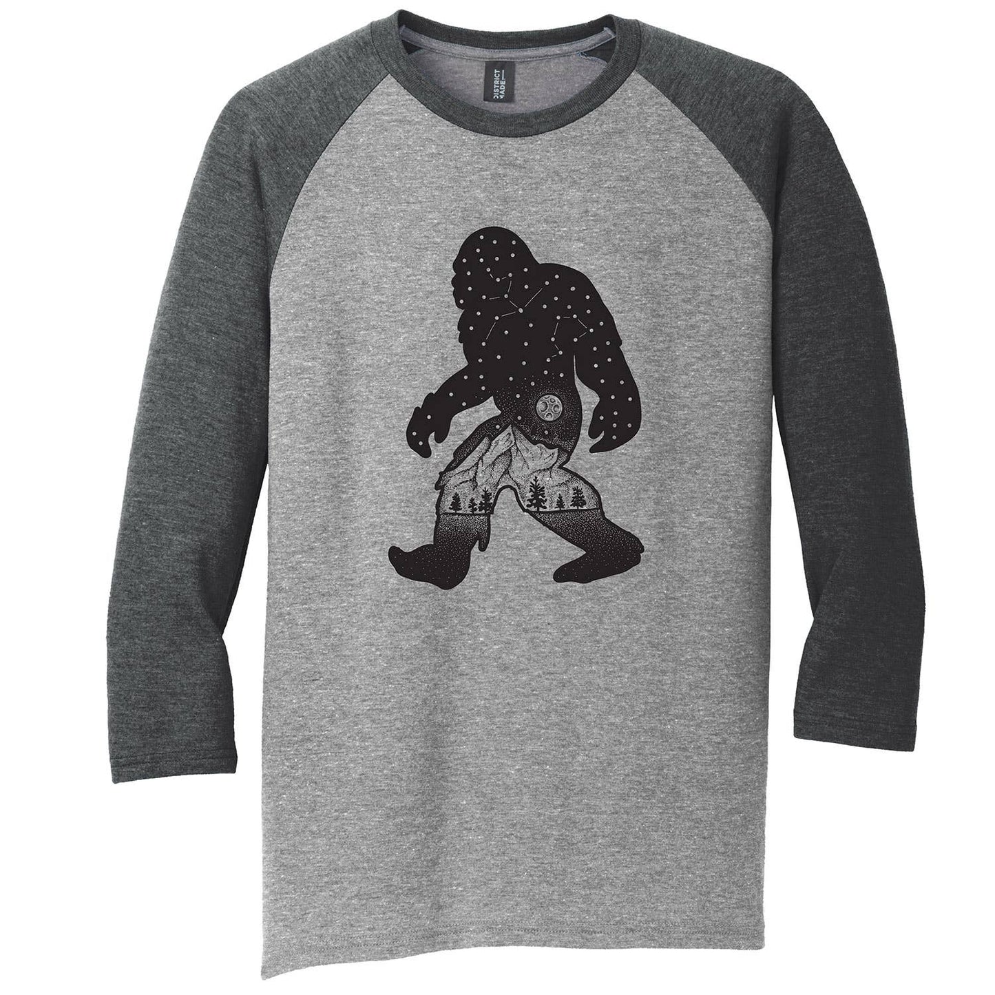 Direction Apparel - SASQUATCH CONSTELLATION | MEN'S BLACK/GREY BASEBALL TEE