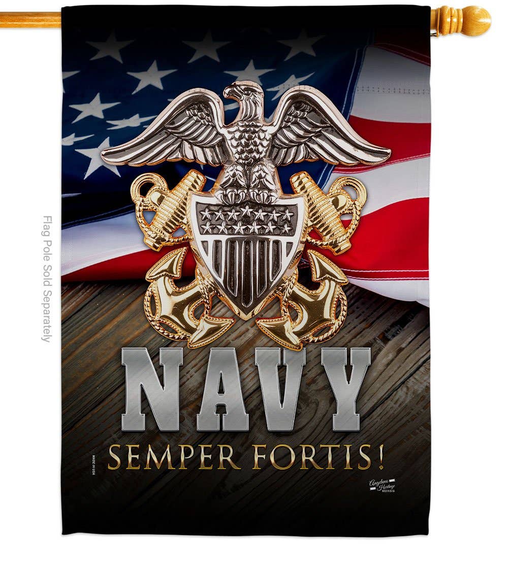 US Navy Semper Fortis Armed Forces Military Decor Flag