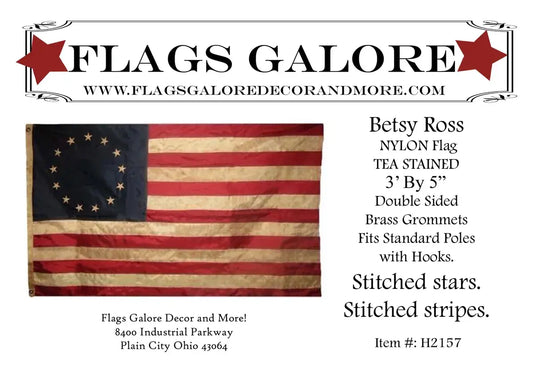 Betsy Ross Nylon Stitched TEA STAINED House Flag H2157