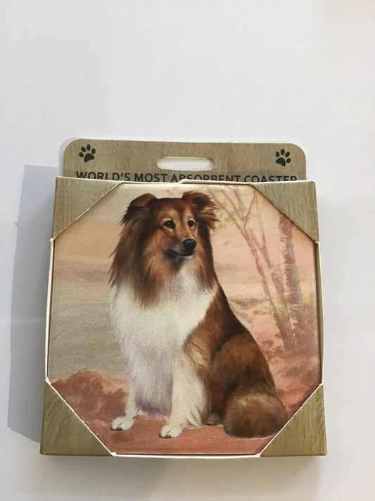 Sheltie Sitting Stone Coaster