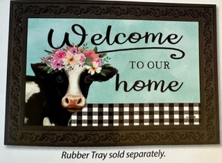 Floral Cow Farmhouse Floormat