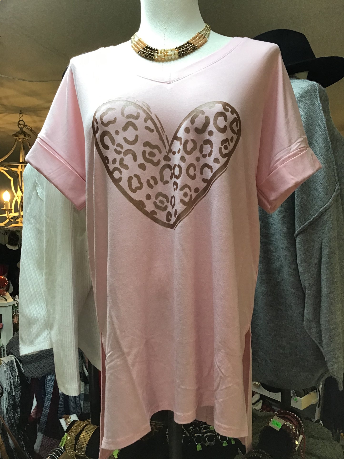 Rose Gold Leopard Heart T-Shirt
