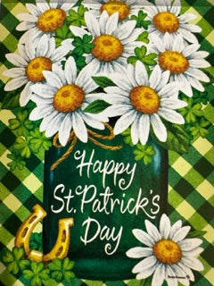 Happy St. Patrick's Day Flower Pattern Flag