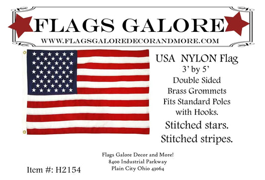 USA Nylon Stitched REGULAR Grommet House Flag H2154
