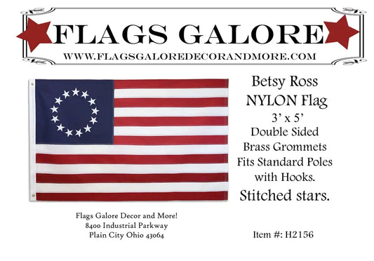 Betsy Ross Nylon Stitched REGULAR Grommet House Flag H2156