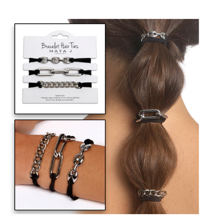 Bracelet Hair Ties - Black Elastic Cord