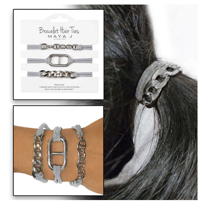 Bracelet Hair Ties - Grey Elastic Cord