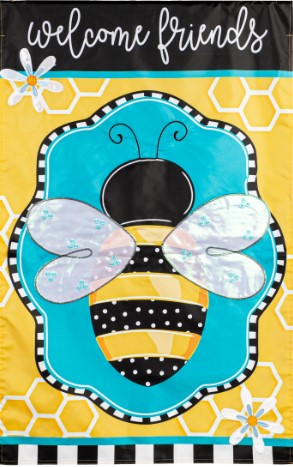 Buzzing Bee Welcome House Applique Flag