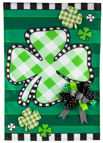 Check Clover Applique Garden Flag