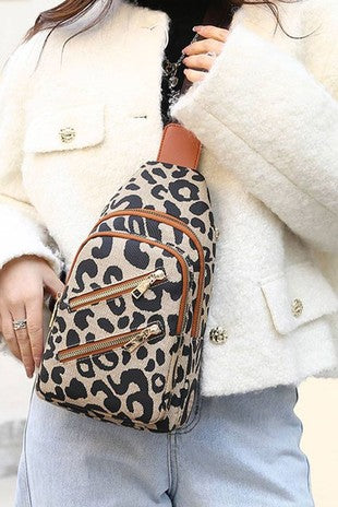 Cheetah Zippered Crossbody Bag