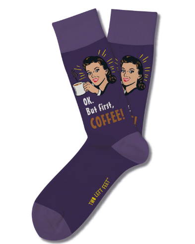 TWO LEFT FEET RETRO REMIX But First Coffee Socks