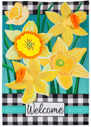 Daffodil Garden Burlap Flag