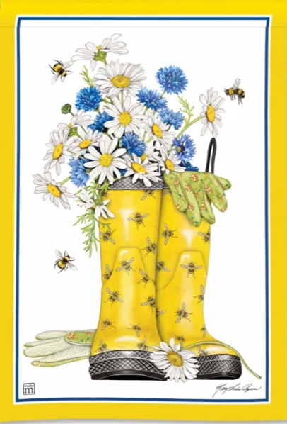 Daisy Rainboots Garden Flag