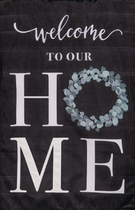 Eucalyptus Welcome Burlap Flag