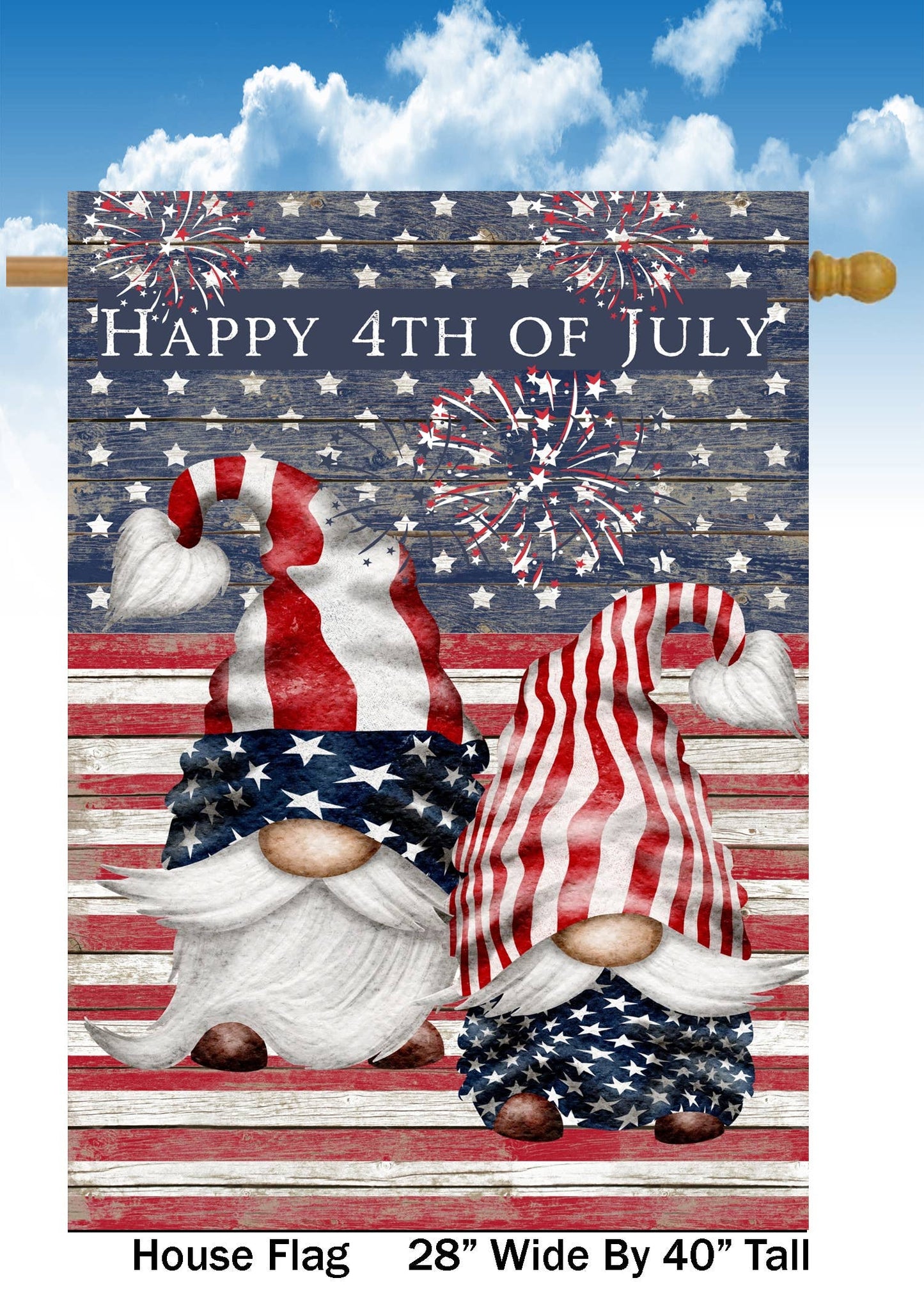 Happy 4th of July Gnomes House Flag H2218