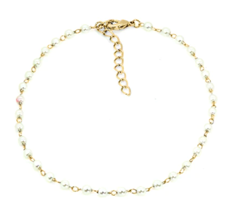 Pearl Anklet Gold-Tone or Silver-Tone