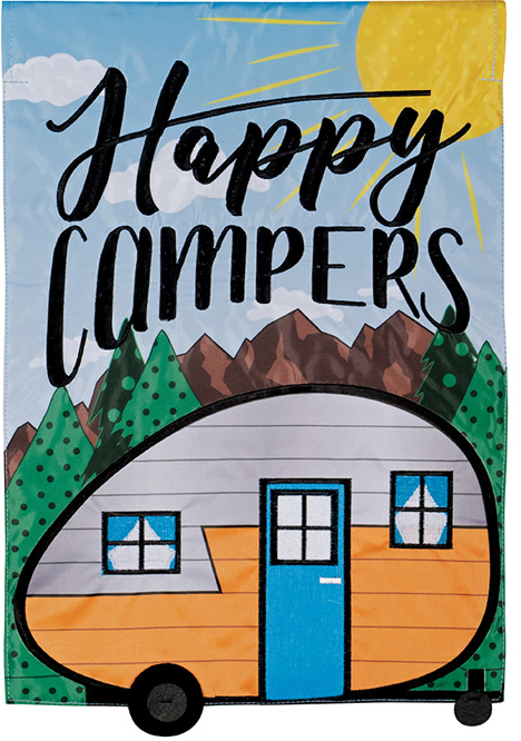 "Happy Campers" Double Applique Garden Flag