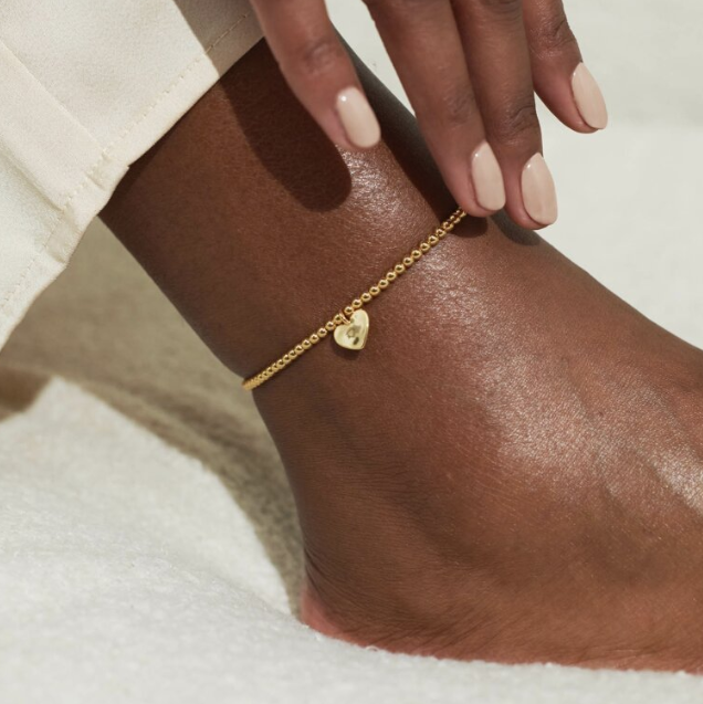 ANKLET | GOLD HAMMERED HEART | Gold | 9 1/16" stretch