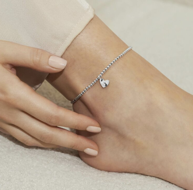 ANKLET | SILVER HAMMERED HEART | Silver | 9 1/16" stretch