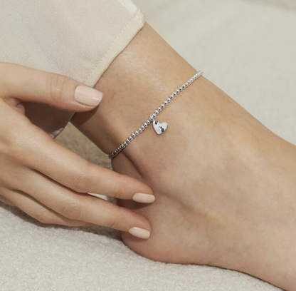 ANKLET | SILVER HAMMERED HEART | Silver | 9 1/16" stretch