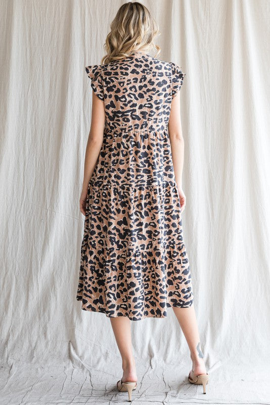 Leopard Print Tiered Layer Dress