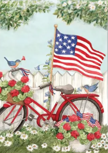 Patriotic Bike Garden Flag