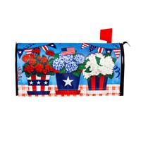 Patriotic Flower Pot Sublimated Mailbox Cover
