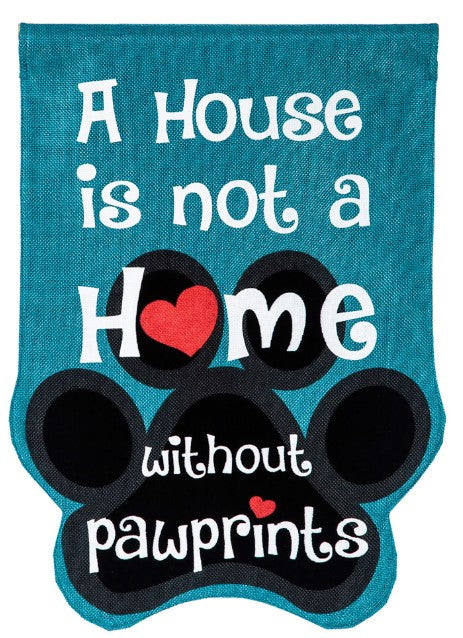 Paw Prints House Burlap Flag