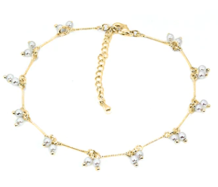 Pearl Dangle Anklet Gold-Tone or Silver-Tone