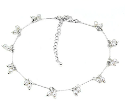 Pearl Dangle Anklet Gold-Tone or Silver-Tone